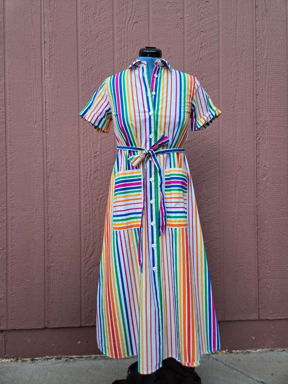 Christopher John Rogers x Target Rainbow Striped Short Sleeve Shirt Dress